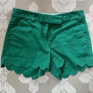 J. Crew High Waist Green Scalloped Shorts